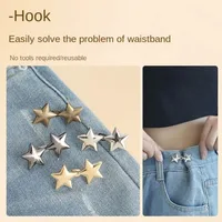 1pair Five Star Waist Buckle Detachable Pant Clips Jeans Button Snaps Simple Adjustable No Sewing Waistband Clothing Accessories - Image 5