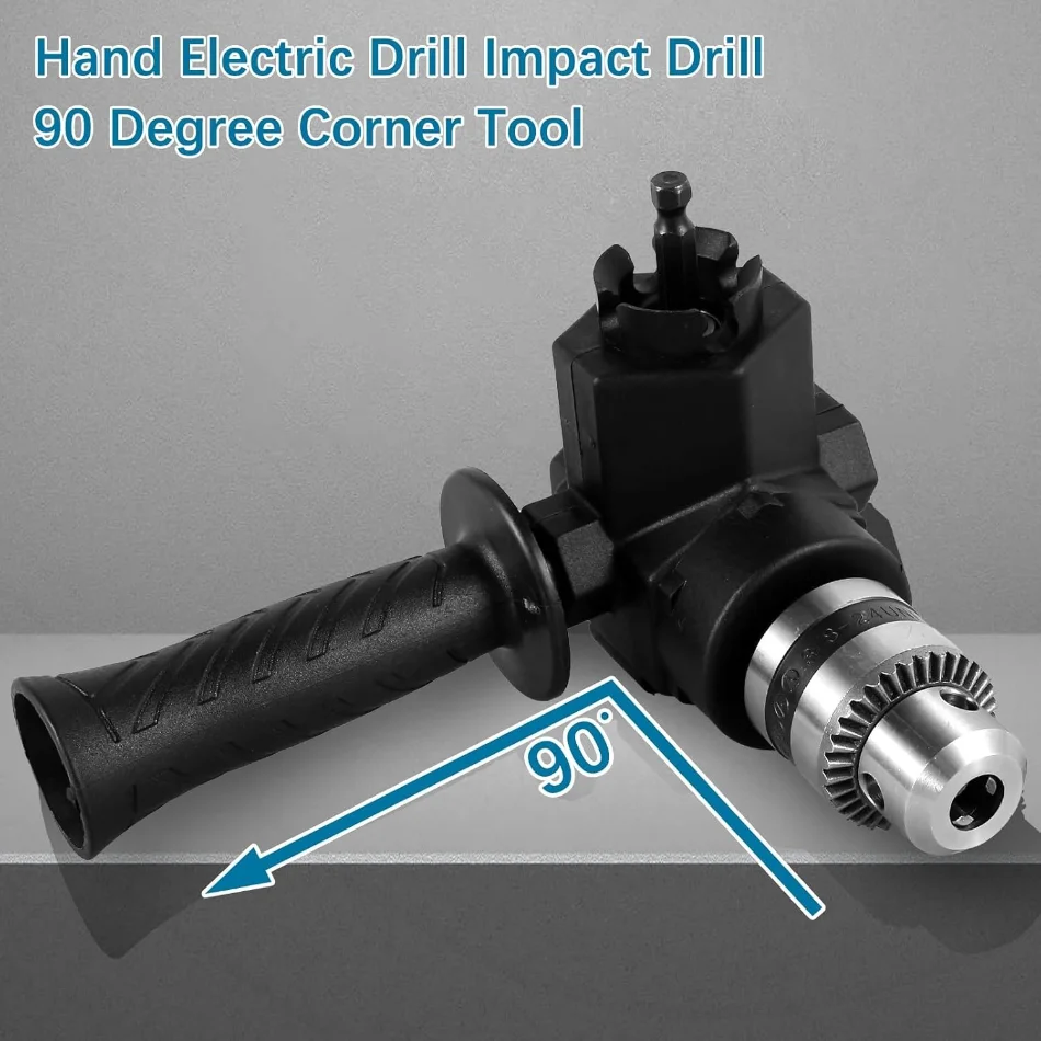 90° Portable Right Angle Grinder Converter, Three-jaw Chuck Angle Impact Drill Adapter for Grinder Power Tool Accessories