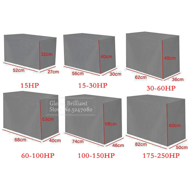 Boat Cover Motor Engine Cover 15-250HP 210D Waterproof Anti UV Dustproof Marine Engine Protector Canvas