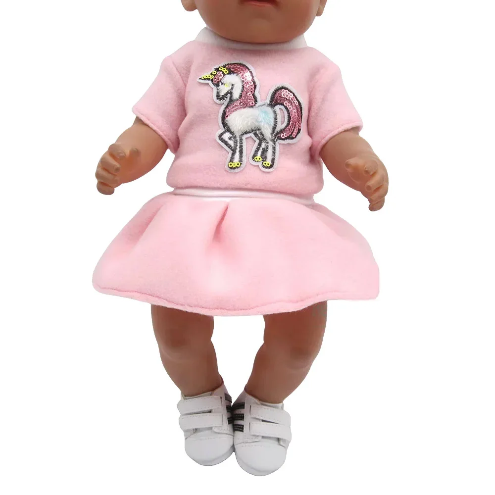 Clothes for doll fit 43cm new born doll American accessories cartoon casual dress