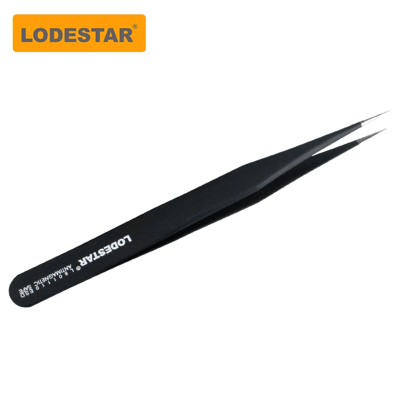 LODESTAR 정전기 방지 스테인리스 스틸 핀셋, 아이폰 유지 보수, 산업용 정밀 곡선 스트레이트 핀셋