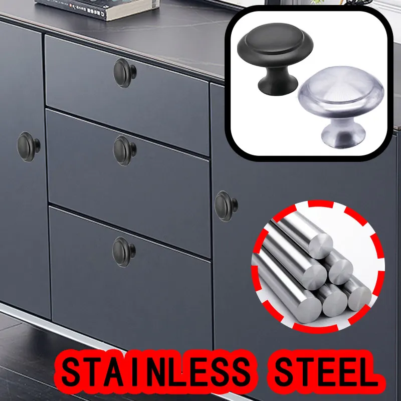 Furniture Knobs 4pcs/set Round Single Hole Pull Stainless Steel