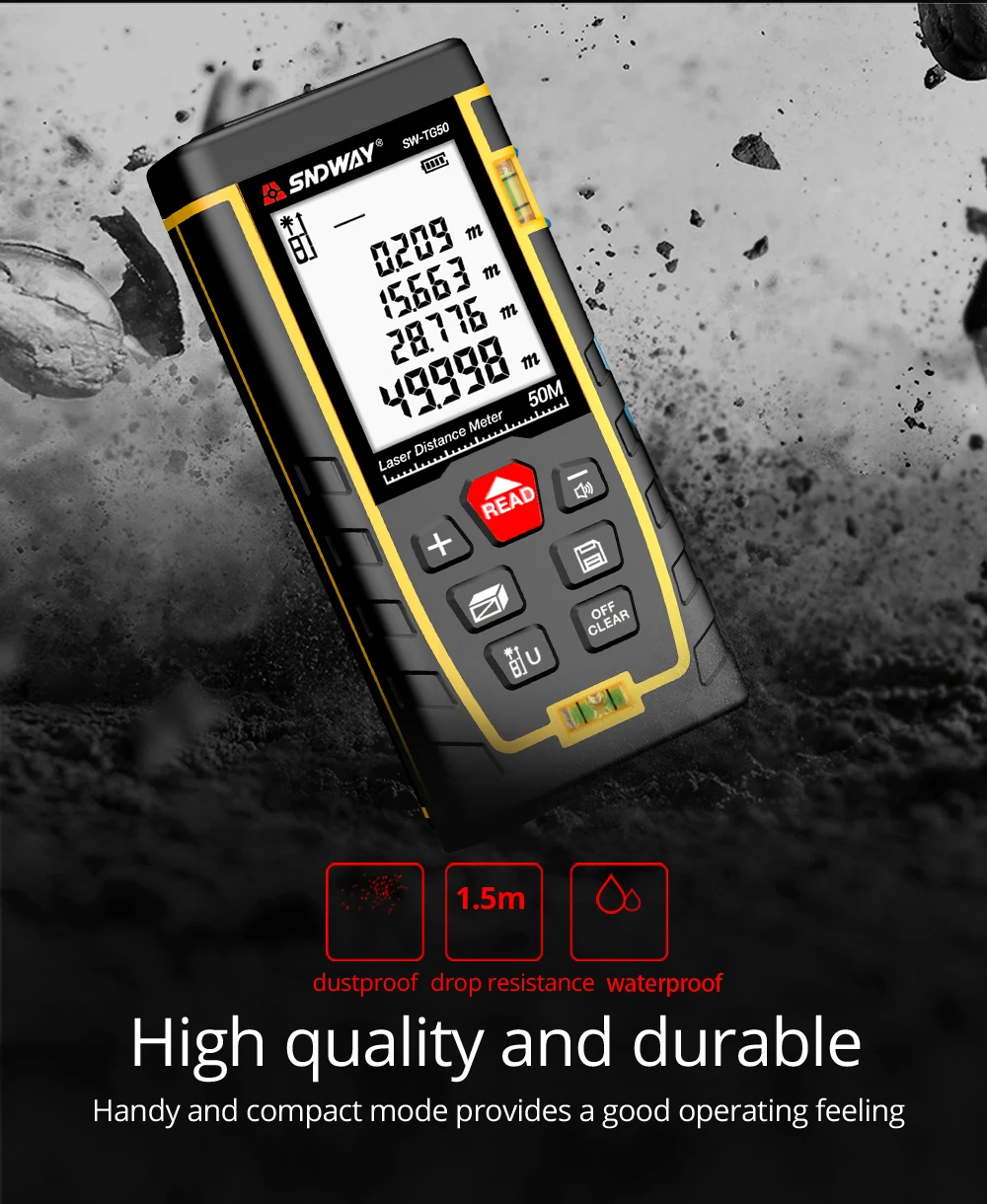SNDWAY 50M 70m 100m 120m Laser distance meter/laser range finder measure tape la