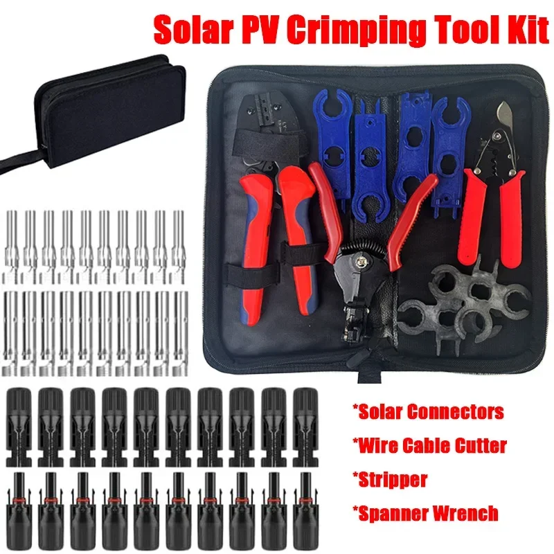 Solar Crimping Tools Kit Photovoltaic Cable Connector SN-2546B Clamp Terminal Pliers Coax Crimping PV Panel Connectors Wrench