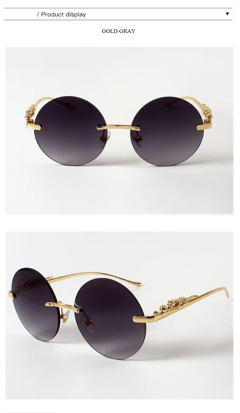 Leopard Leg Sunglasses For Women & Men Vintage Alloy Round Pilot_voghion.com