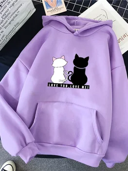 2022 Streetwear Hoodies Women Sweatshirt Autumn Spring Long Sleeve Harajuku Cat Print Sweatshirts Casual Pullover sudadera mujer 1