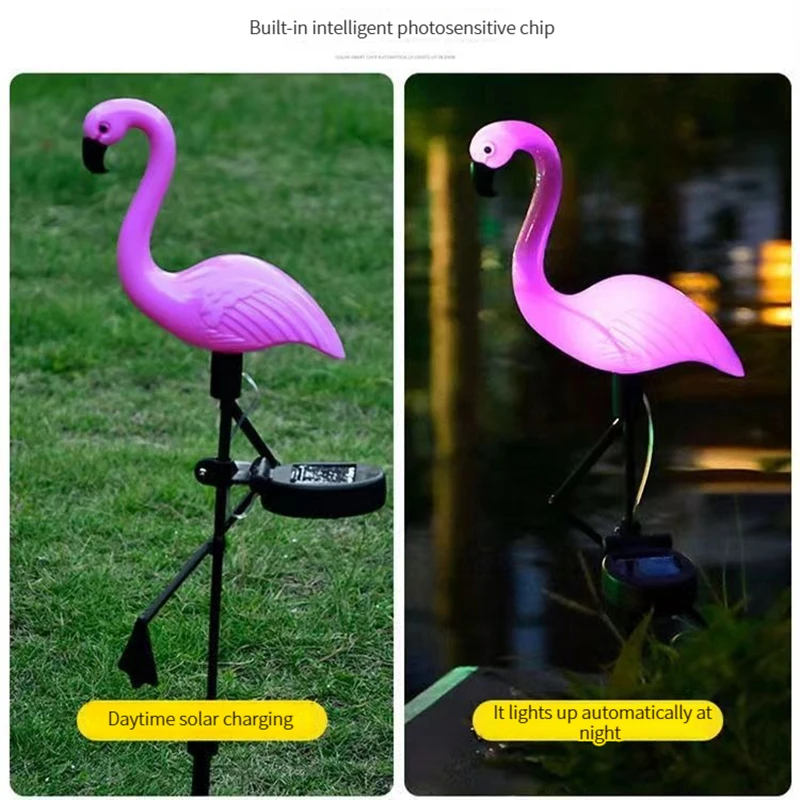 Pink Flamingo Solar Light Outdoor Courtyard Decoration Light Waterproof Garden LED Patio Walkway Light with Lights Ground Lamp P 5