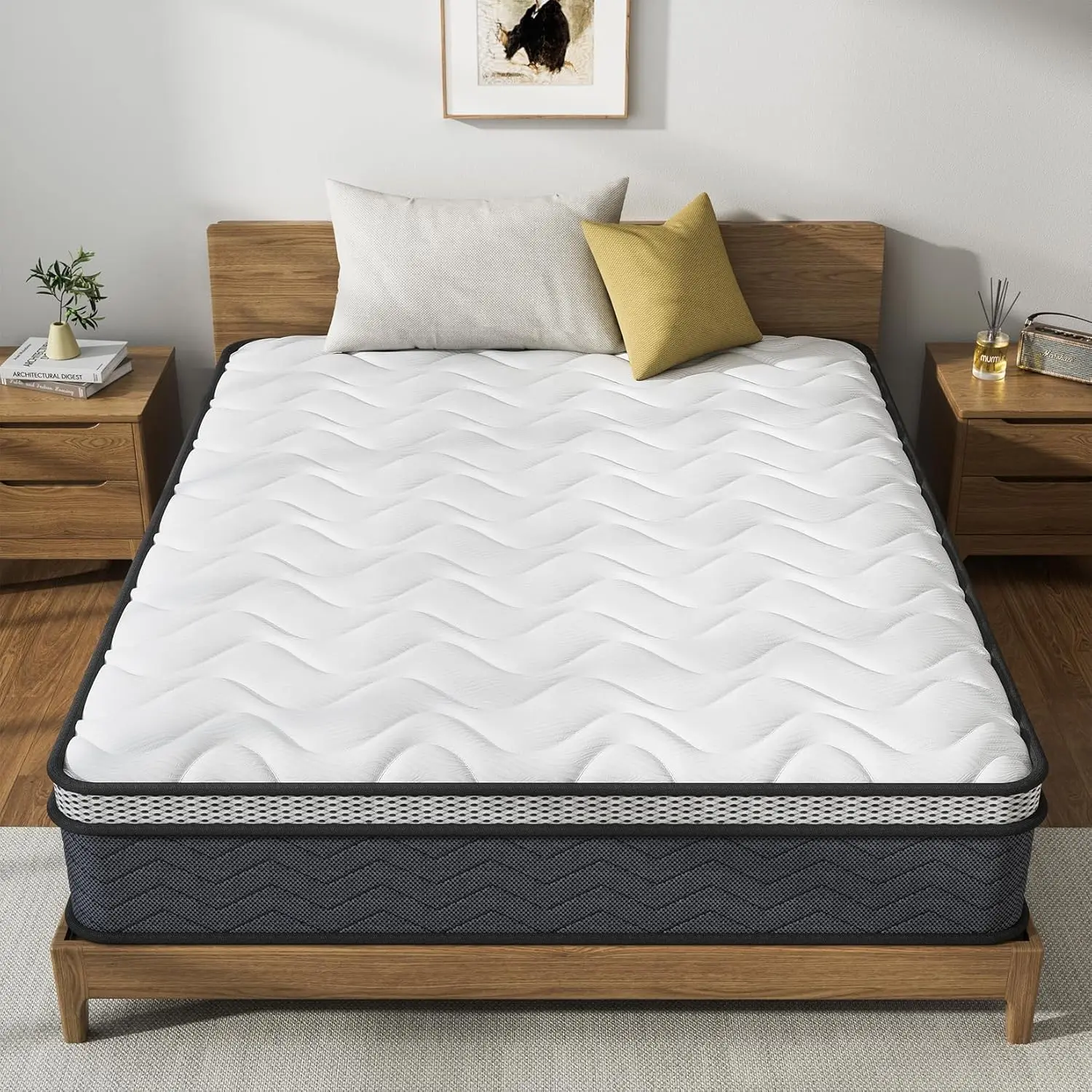 Queen Hybrid Innerspring Mattresses 10 Inch Plush Mattress Foam Spring Mattress Queen Size Mattress Bed in a Box  with Pressure 3
