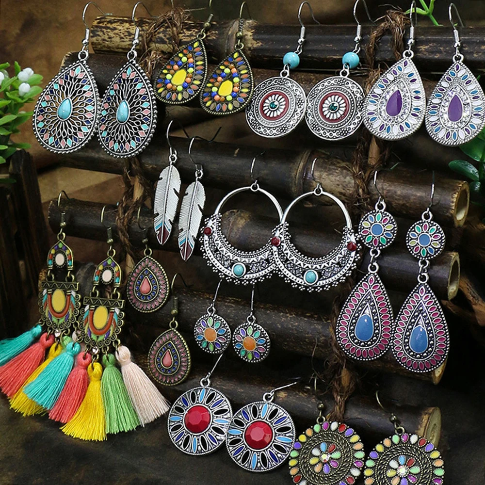 

Bohemian Earrings Ethnic Style Pendant Retro Tassel Leaf Decorative Accessories Jewelry Dating Party Jewelry Women Girls Gift