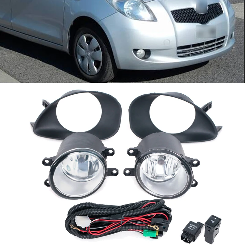 Clear Lens  foglight For Toyota Yaris Vitz 2  2006 2007 2008 fog light lamp headlight driving light cpver grille 1