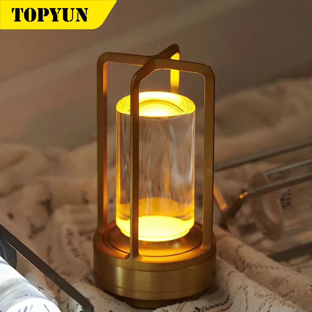 Table lamp LED crystal desk lamp Plastic rechargeable touch night light bedroom bedside table dining room decorative light 2