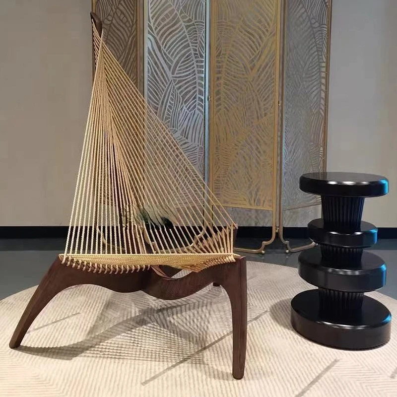 Solid wood sailing chair, designer harp chair, artistic creativity, bedroom lounge chair