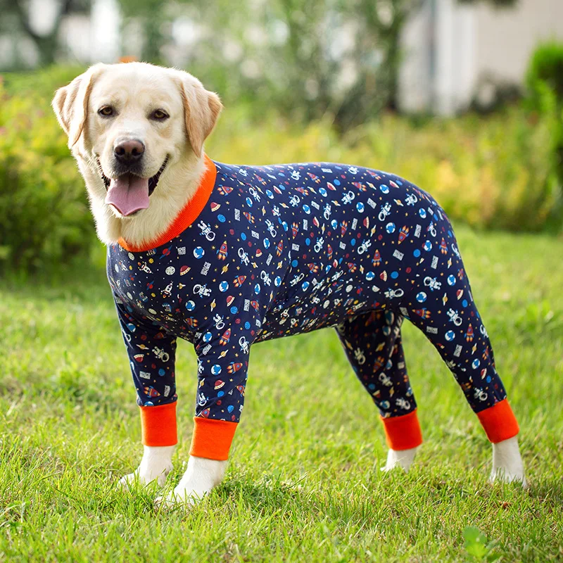 thumbnail image 1 of Pijamas de algodón con estampado de dibujos animados para perros, bonitos pijamas para perros, ropa para perros grandes, monos para perros grandes, 1 of 5