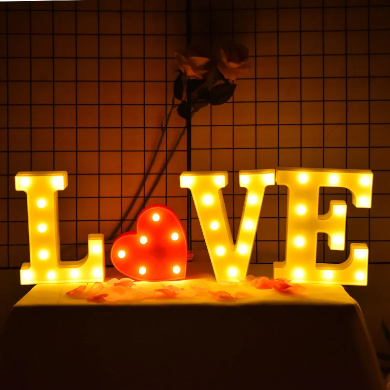 

Alphabet Lights Home Decor LED Luminous Letter Light Number Lamp Battery Power Wedding Birthday Christmas Decoration Night Light