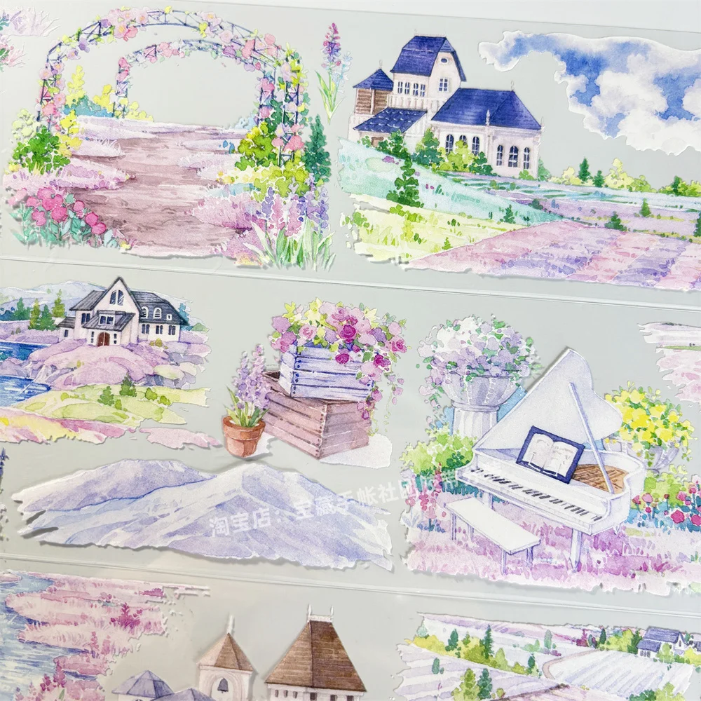 핸드북 와시 펫 테이프 루프 샘플 테이프 B103 프로방스 메뉴 핸드북 타운 앤틱 PET 소재 계정 전화 케이스 스티커