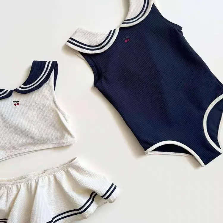 Children's Swimsuit 2026 New Toddler Baby Girls One-piece Swimsuit Summer Navy Swimsuit Swimwear for Girls - 4