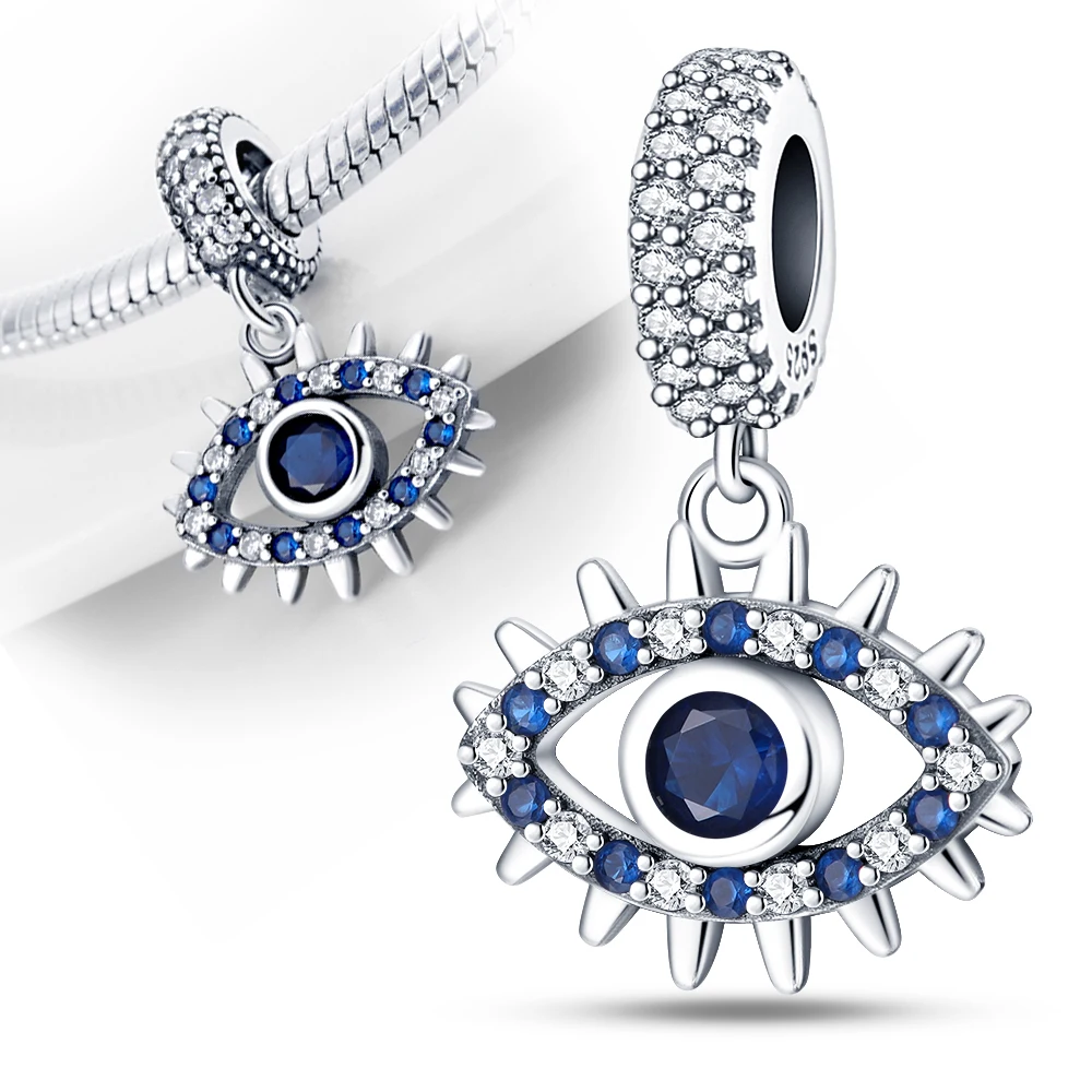 

925 Silver Blue Eye Zircon Charm Fit Silver 925 Original Bracelet Charm For Women Fine Jewelry Gift Making