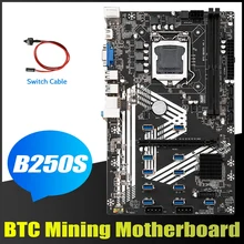 B250S Mining Motherboard+Switch Cable LGA1151 11XUSB3.0+1XPCIE 16X Slot DDR4 SATA 3.0 USB3.0 for ETH Miner Motherboard