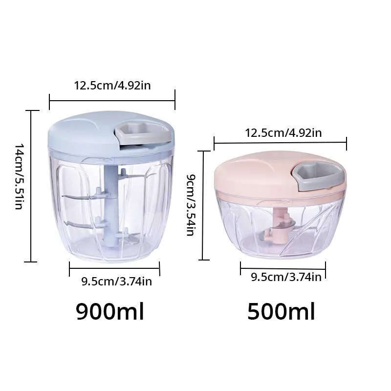 520ml/900ml Manual Food Processor Vegetable Chopper Hand Pull