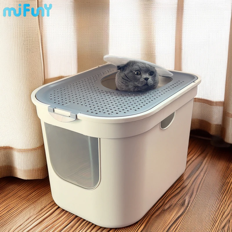 

MiFuny Cat Litter Box Top in Fully Enclosed Deodorization Cat Toilet Splash Proof Cat Box Oversize Kitty Litter Box Pet Supplies