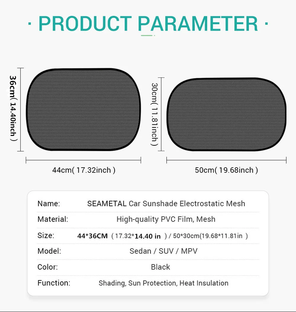 Car Window Shade 44x36cm Cling Sunshade Car Windows Sun Glare UV Rays Protection Child Baby Side Window Sun Shade 2 Pack