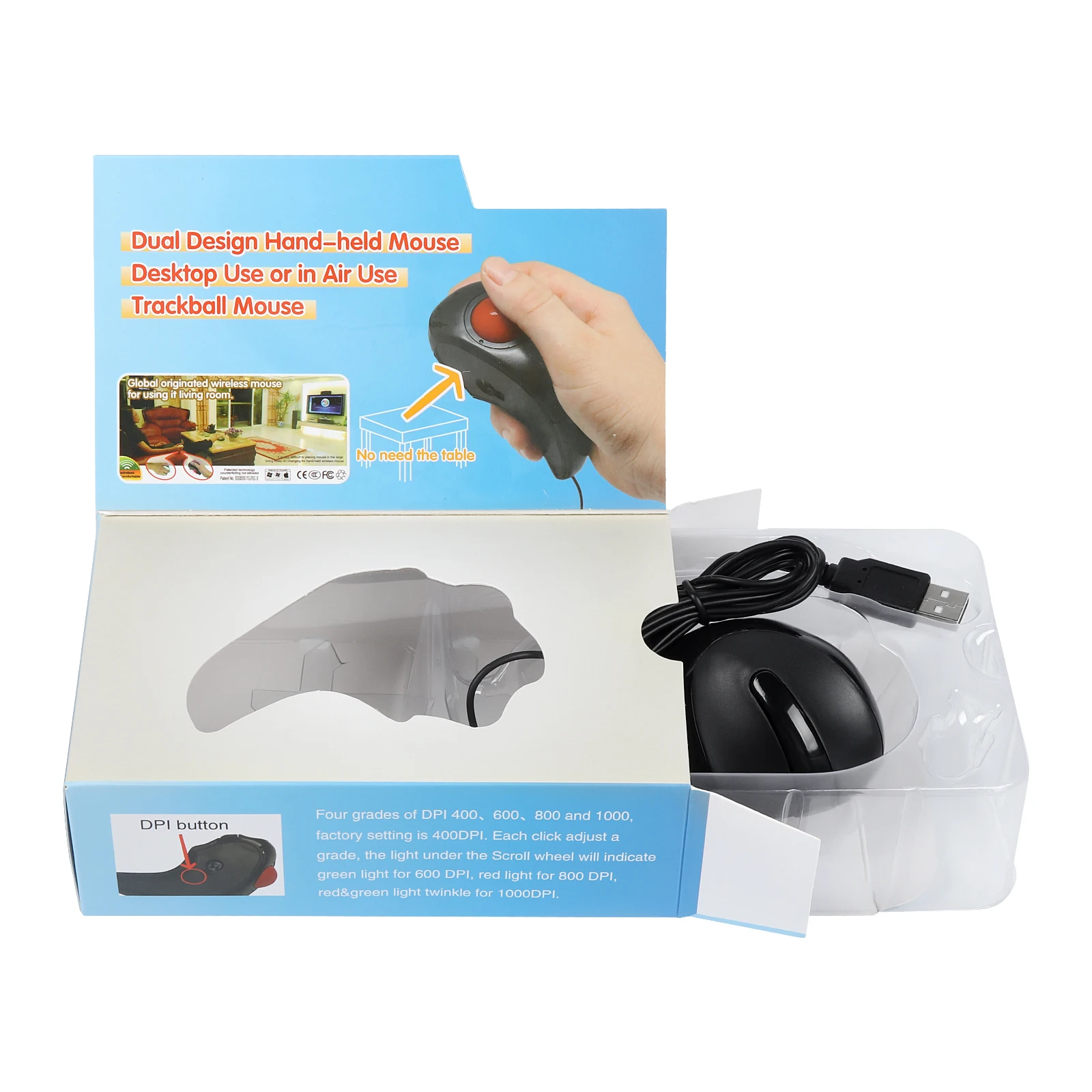 rato de trackball sem fio ergonômico direita mão esquerda com fio rato usb óptico handheld do laser do ar para computador portátil tablet computador