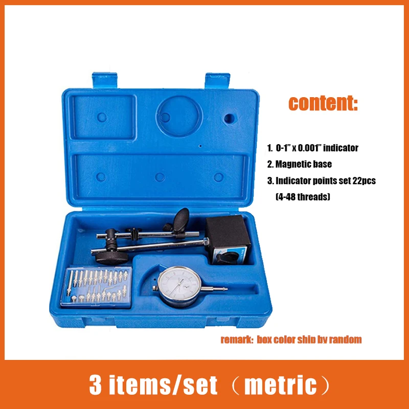 Dial Test Indicator Set With Magnetic Base - 0-1" Range, 0.001" Accuracy, Long Adjustable Arm For Precision Machining