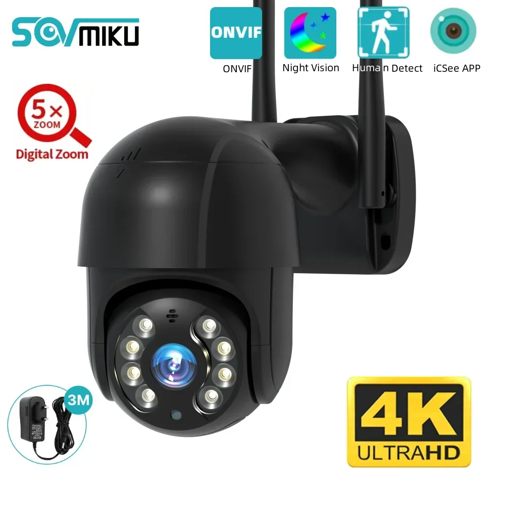 8MP 4K WiFi Surveillance Camera Smart PTZ 5X Digital Zoom Night Vision Human Detection IP Camera Security Protection SOVMIKU surveillance camera