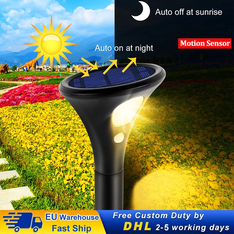 Outdoor Solar Lamp Motion Sensor Lights Infrared Sensing Waterproof Solar Landscape Pathway Yard