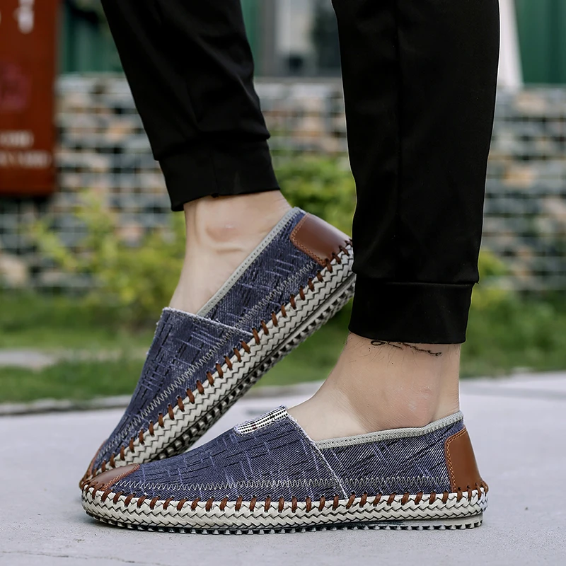 Summer Men Espadrilles Shoes Spring Canvas Shoes Breathable Men's Casual Shoes Slip-On Shoes Espadrilles Footwear Flats Big Size 6