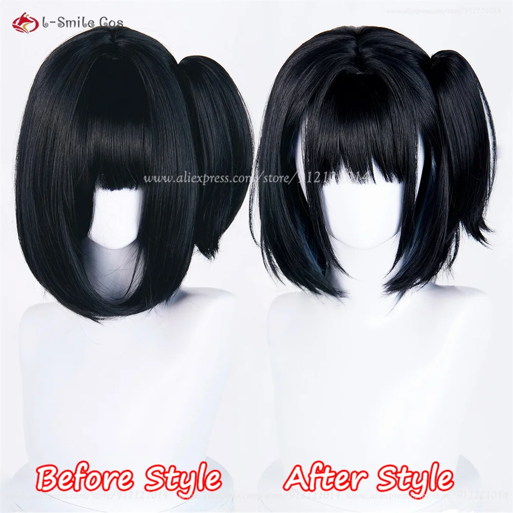 Qiao Ling Rin Jo Cosplay Perücke Schwarz Synthetik Hitzeresistent Anime Halloween 11