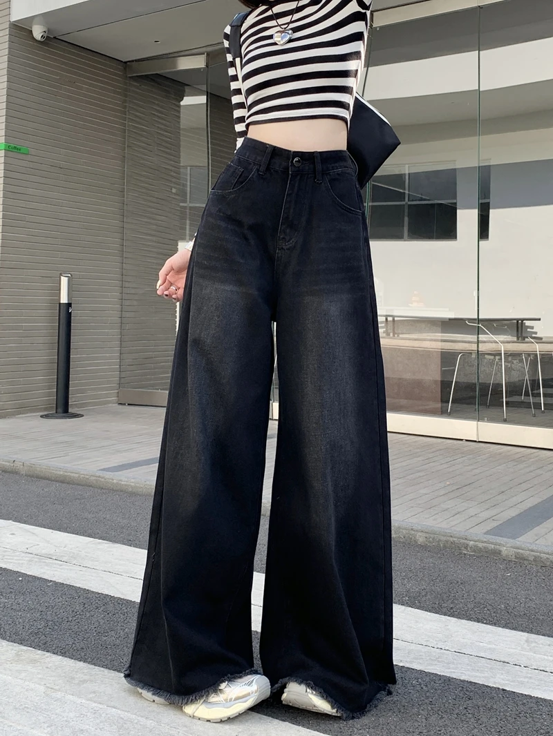  Black Fringe top Jeans for Women high Waist 2023