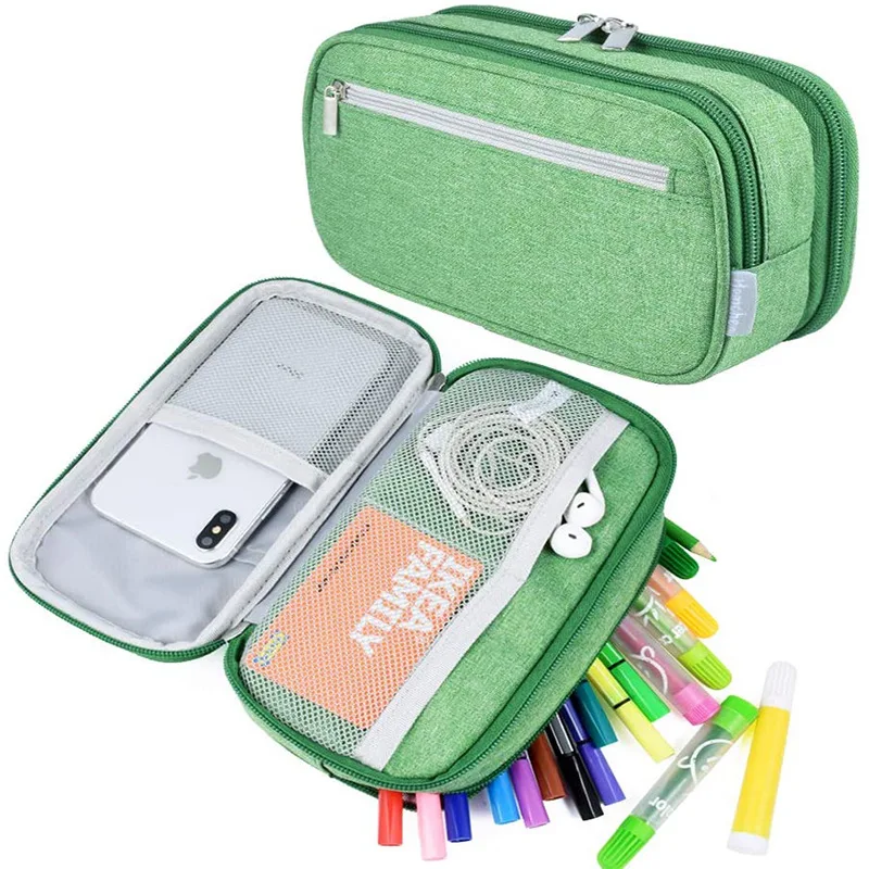 

Pencil Case For Boys Girls Multifunctional Large Capacity Storage Bag Simple Stationery 3 Pouches Canvas School Office Organizer