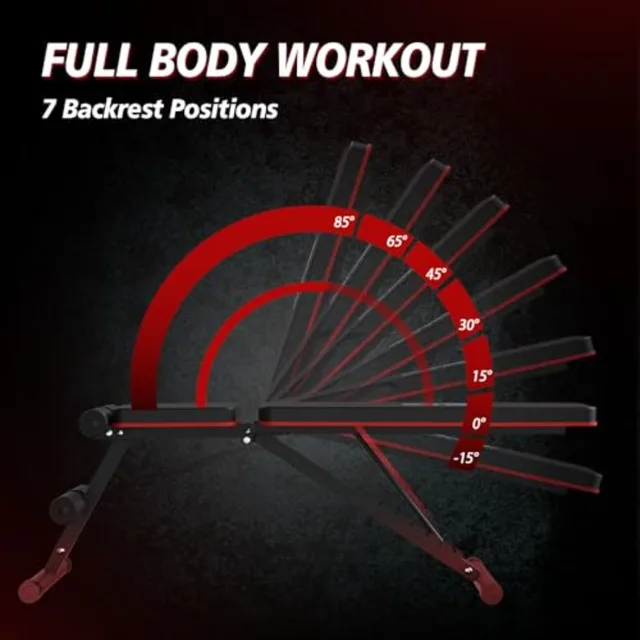 Adjustable Weight Bench Press for Full Body Strength Training Gym Exercise Bench in Black with Incline Decline Function