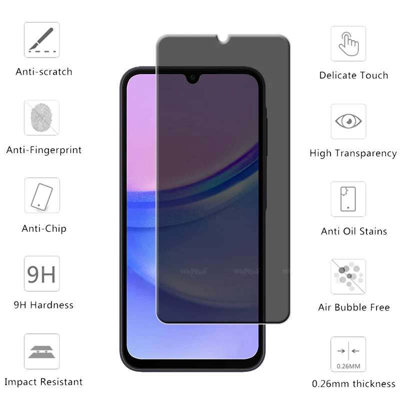 1/2/3/4 Stück für Samsung A15 Glas Samsung Galaxy A15 gehärtetes Glas 9H HD Privatsphäre Anti-Spion-Abdeckung Kleber Displayschutzfolie Samsung A15 A 15 – Detail 1