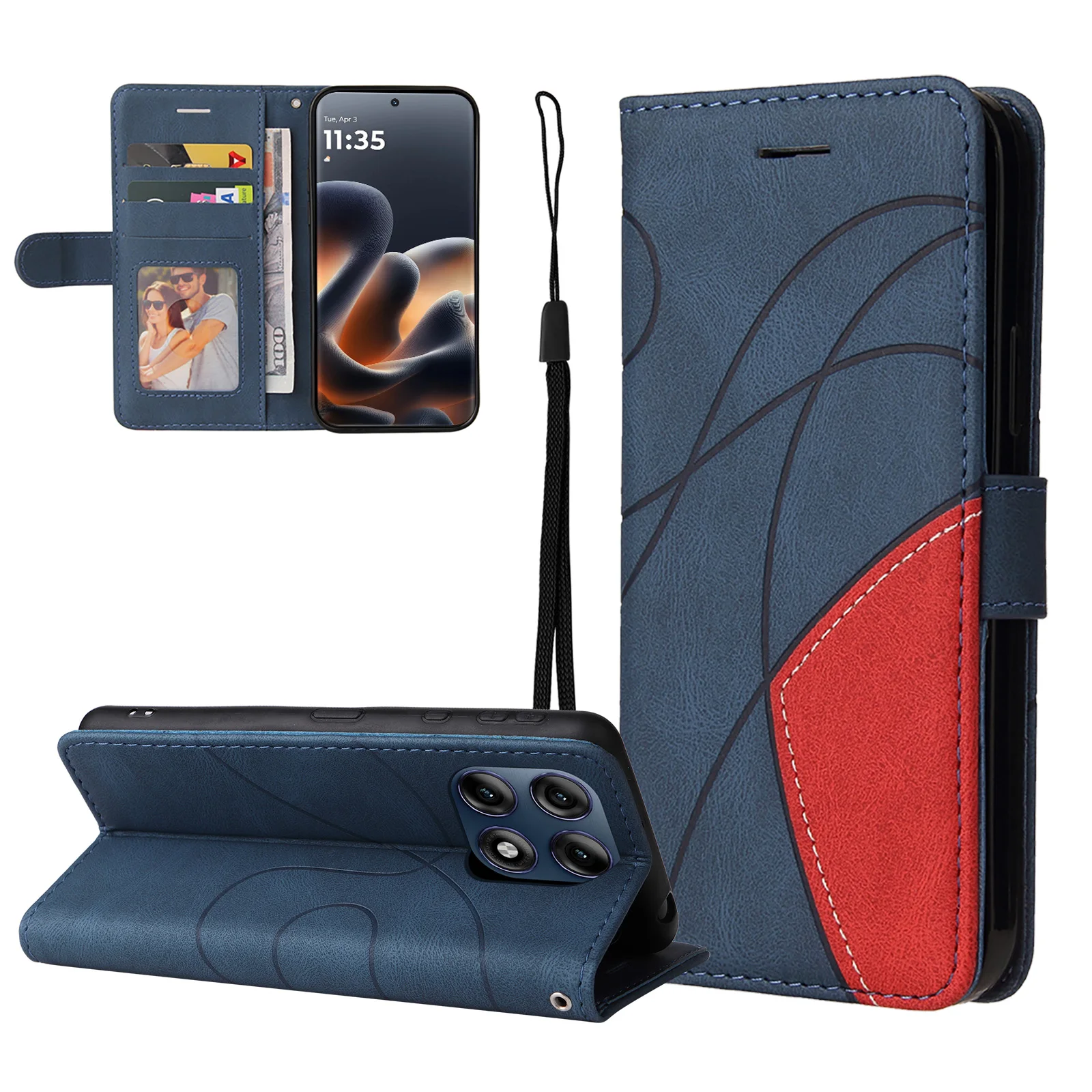 Deluxe Leather Wallet Flip Case with Kickstand and Card Holder