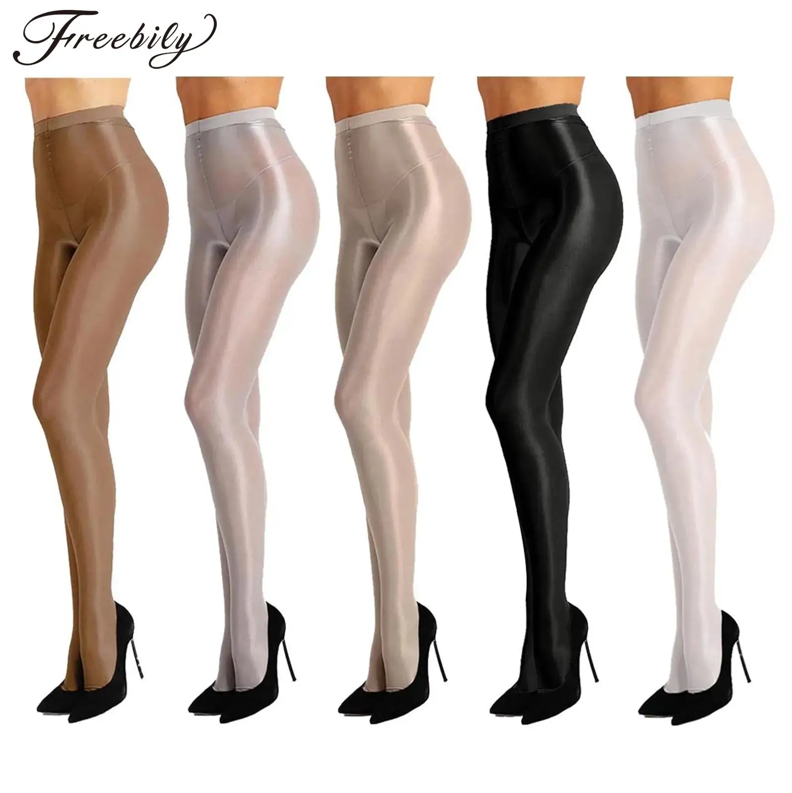 

Women Shiny Leggings Tummy Control Ultra Shimmery Stretchy 70D Thickness Sexy Pantyhose Nightclub Rave Performance Dance Tights