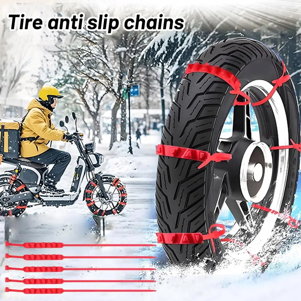 10pcs Anti-Skid Snow Chains Universal For Motorcycles Bicycles Electric Vehicle Winter Tire Wheels Emergency Chain Tool