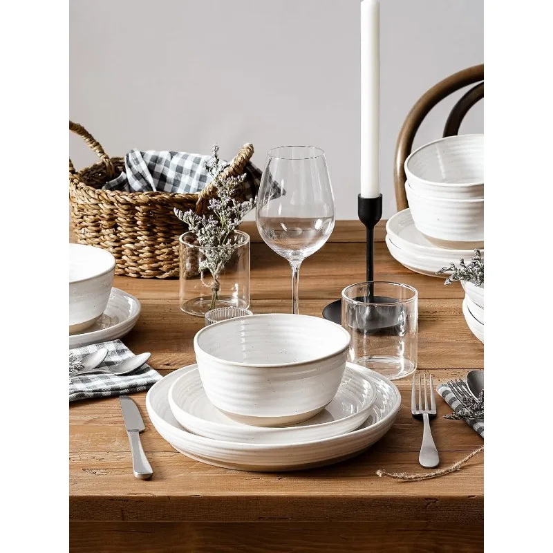 Dinnerware Sets 12 PCS, Ceramic Plates and Bowls Set