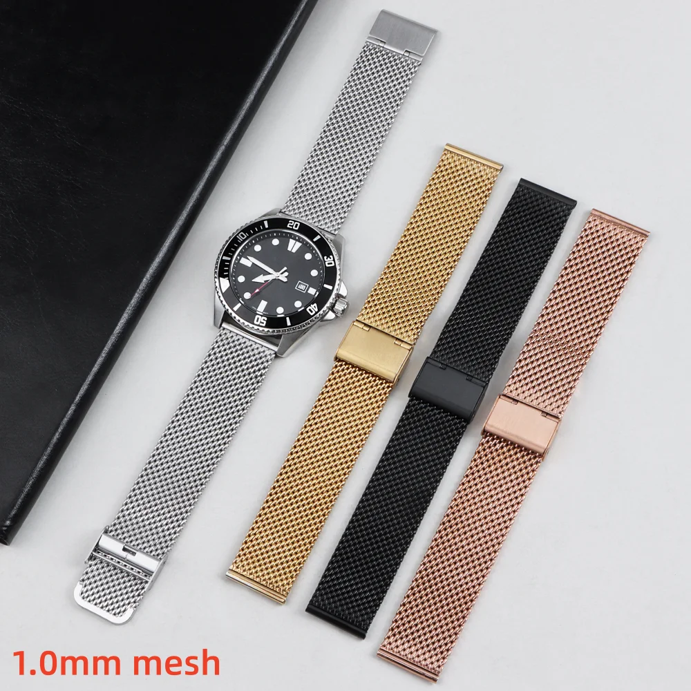 Sleek Silver Milanese Mesh Metal Wristband Strap