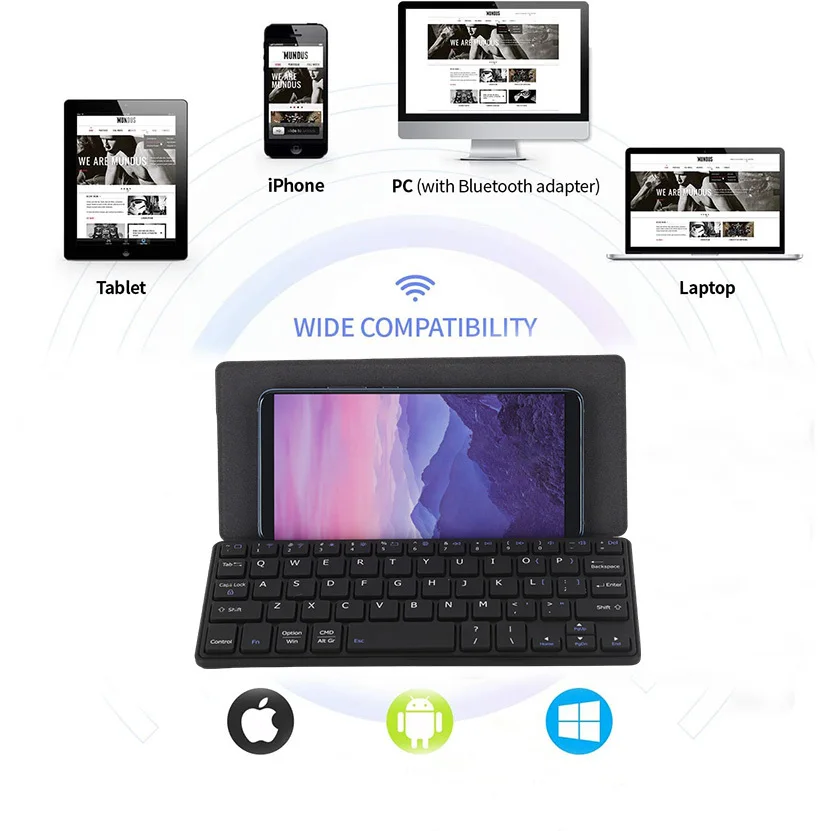 Foldable Bluetooth Phone Keyboard Portable Wireless Keyboard Stand Holder Rechargeable Ultra Slim Smartphone bluetooth keyboard
