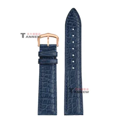Premium Black Genuine Alligator Leather Watch Strap, 18mm 20mm Luxury Replacement Band - 19mm - Width (Blue rose gold)