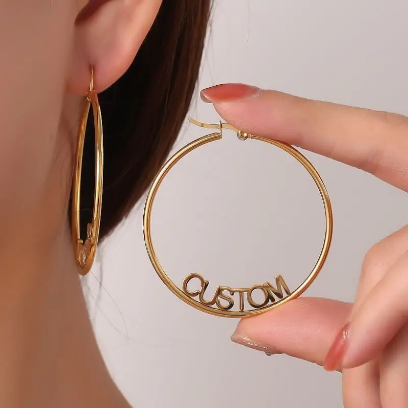Personalized Customize Name Hoop Earrings Jewelry For Women Girls Custom Name Earrings Party Wedding Gift