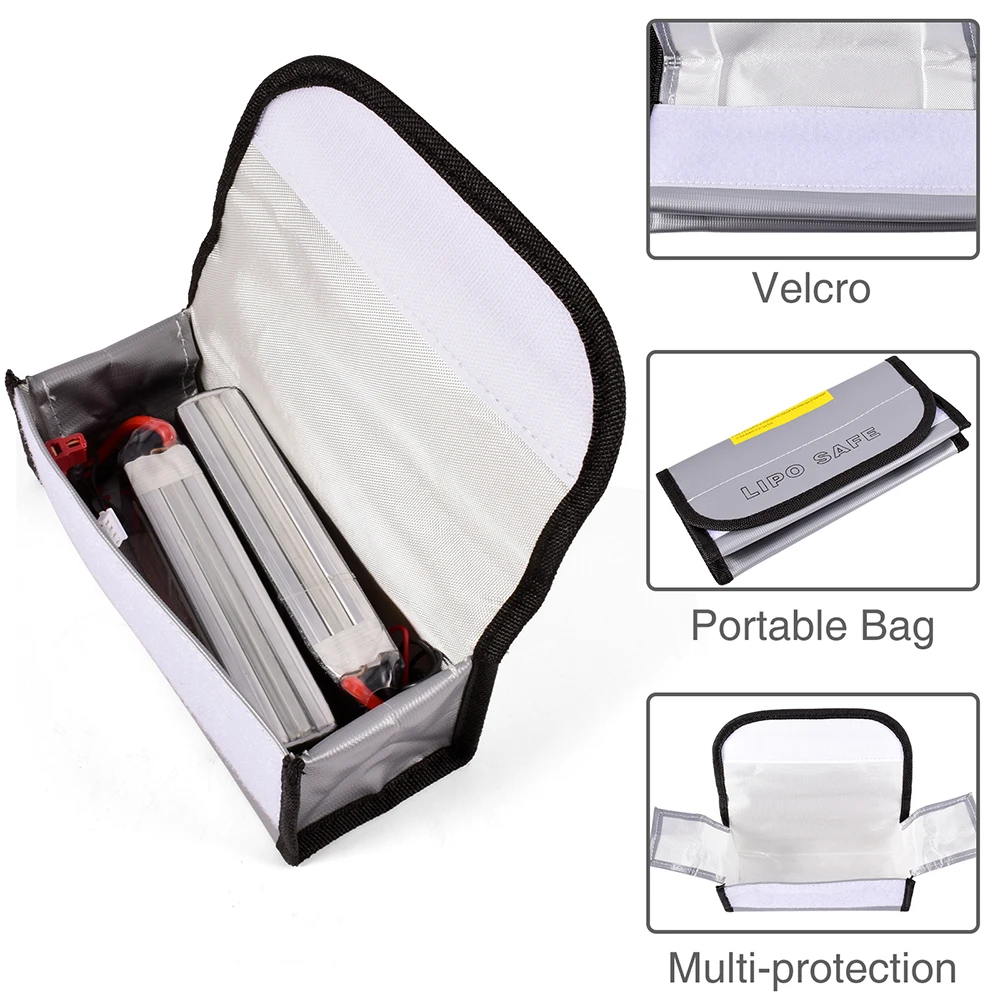 Lipo Guard Safety Bag Fireproof Explosion-Proof Portable Lipo Safety Bag 215*115*155mm for RC FPV Racing Drone Car Battery Safe