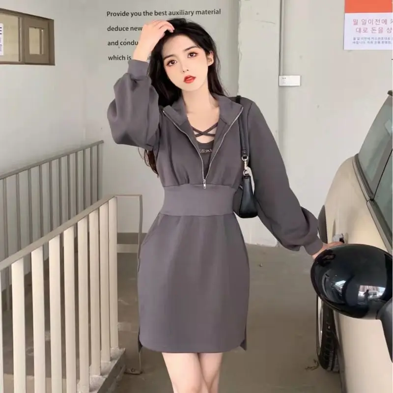 

POLO Collar Small Fragrant Style Dress for Women's Spring Autumn 2023 New Style Waist Slim Irregular Design Feel Guard Skirt