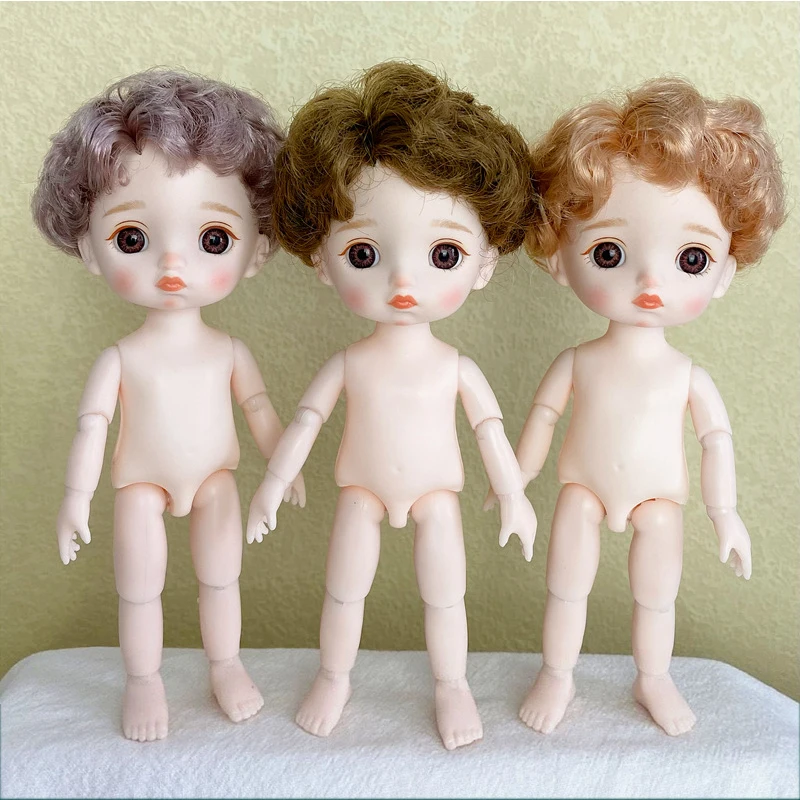 16cm Boy Doll Clothes Set OB11 Baby Doll Naked Girls Body 1/12 BJD Outfit 13 Movable Joints Makeup Dress Up Dolls for Girls Gift