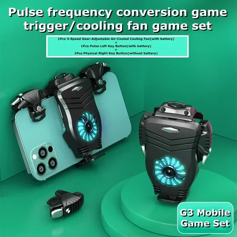 

2 in 1 Mobile Phone Game Trigger G3 for PUBG L1 R1 ABS Key Button with Air Cooled Cooling Fan for IOS Android Gaming Accessories
