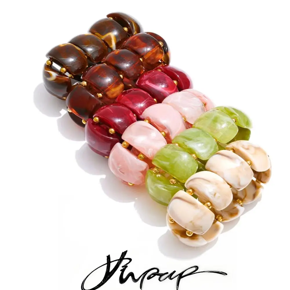 Yhpup Resin Bracelet Bangle 2025 Trendy Stainless Steel Wrist Jewelry