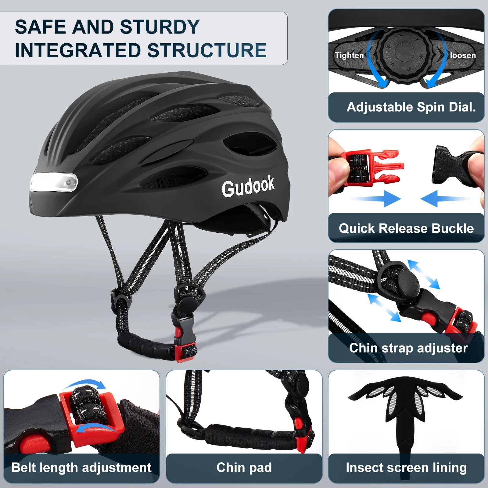 Adult Bike Helmet with Lights 4