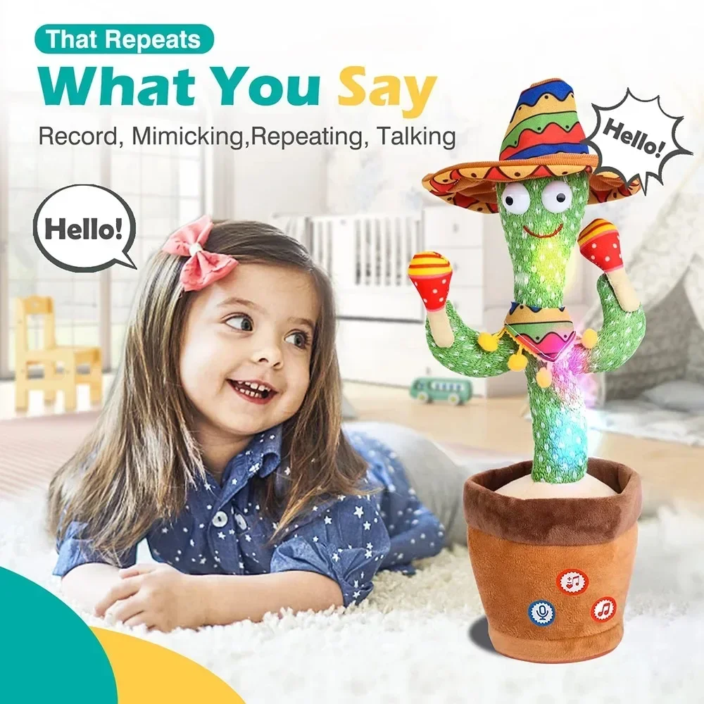 Talking Cactus Baby Toy Dancing Cactus Repeats What You say Kids English Songs Dancing Toy Gift Toddle Girls Boys dancing cactus toy